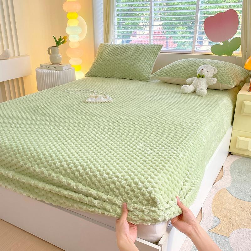 Skin-friendly Bedsheet Soft Fitted Sheet Flannel Bed Cover Warm Bed Linen Queen Size Sheets Drap Housse (Pillowcase Need Order)