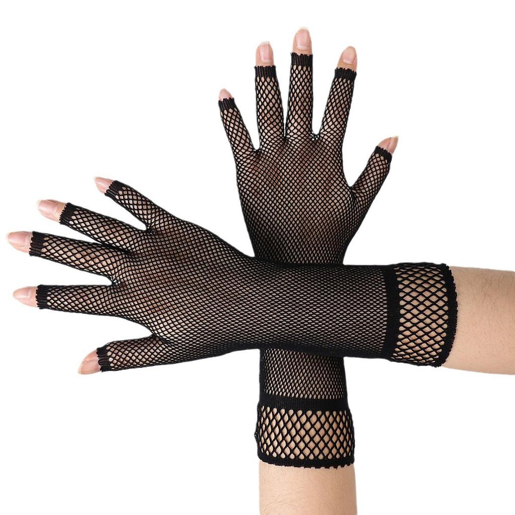 Fishnet Gloves Nightclub Dancing Gloves Christmas Party Supply Half Finger Stretchy Gloves for Concert Operas