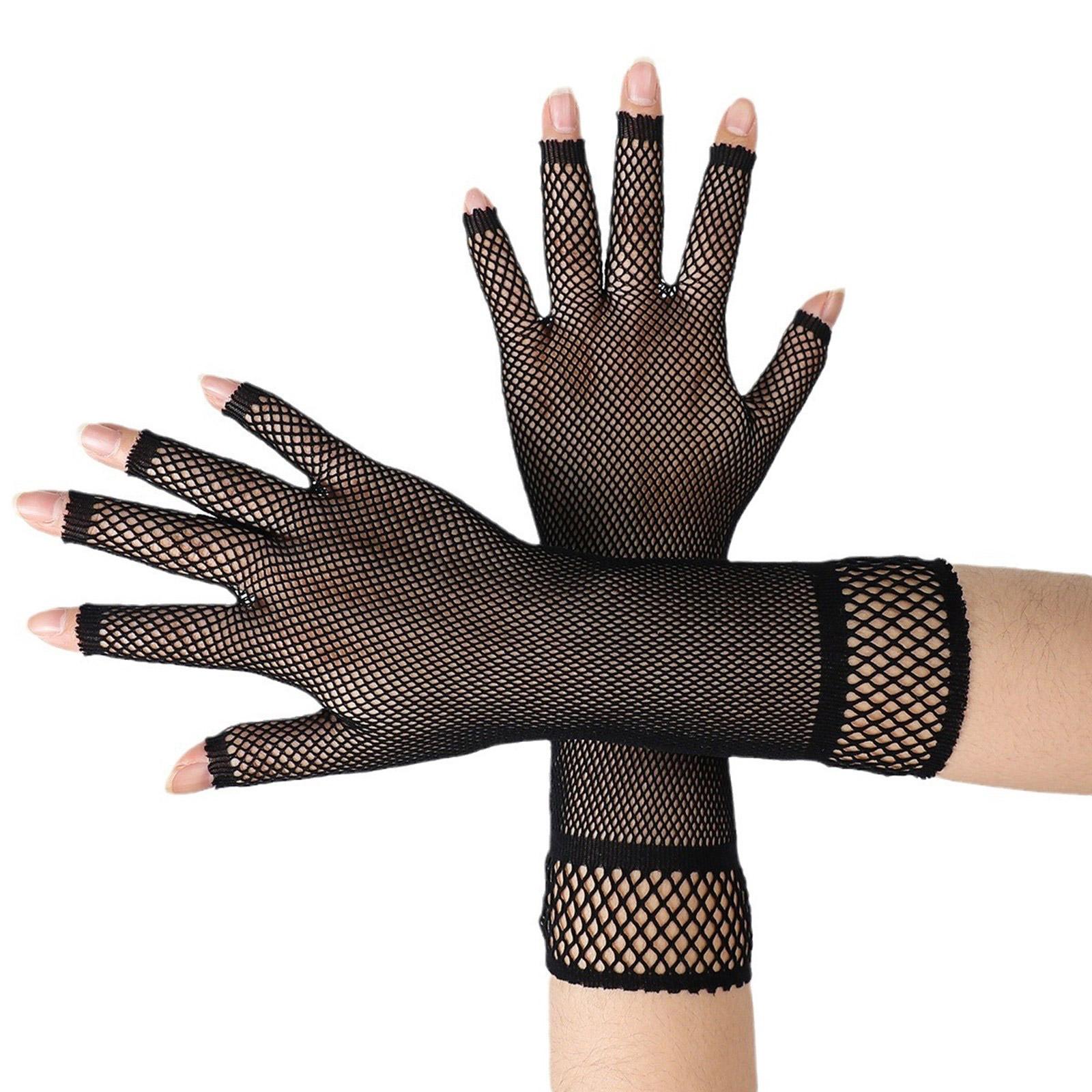

Сетчатые перчатки, перчатки для танцев в ночном клубе, принадлежности для рождественской вечеринки, эластичные перчатки без пальцев для концертов, опер 1