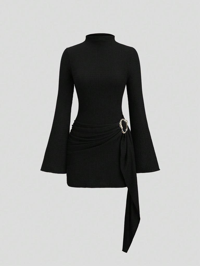 Women's Spring 2026 Slimming Knit Texture Solid Color Dress