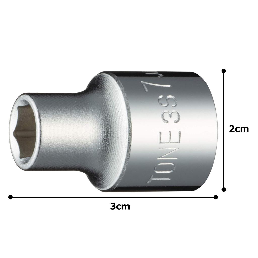 TONE Nástrčný klíč Úhel pohonu Šířka přes plošky 7mm (Šestihranný) 3S-07 9,5 mm (3/8")
