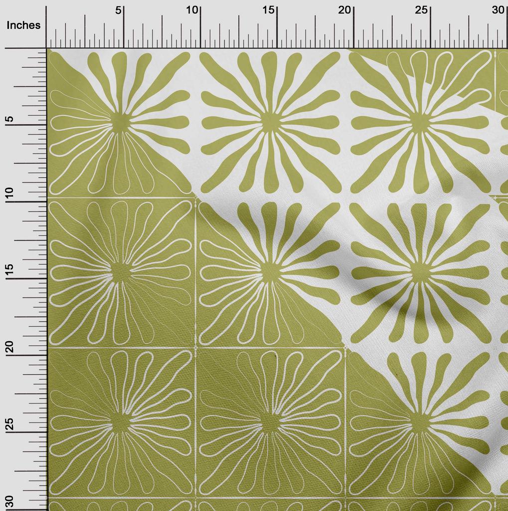 oneOone Cotton Flex Light Brown Fabric Geometric Modern Flower Sewing Fabric By The Yard Printed Diy Clothing Sewing Supplies 40 Inch