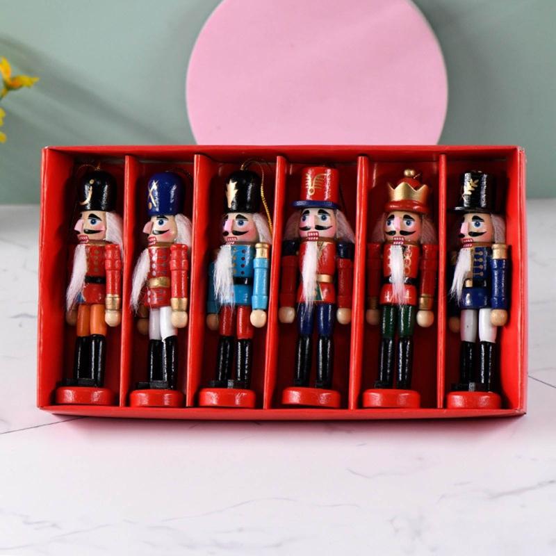 Nutcrackers Hanging Ornament Figures Christmas Mini Wooden King Soldier Puppet