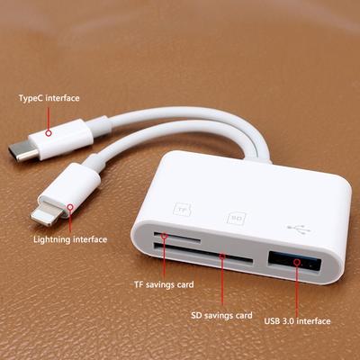 Cititor de Carduri Otg 2 în 1 Tip C Lightning la Card de Memorie Sd Tf Cu Port de Încărcare Usb Pentru Macbook Pc Laptop Iphone Cititor de Carduri