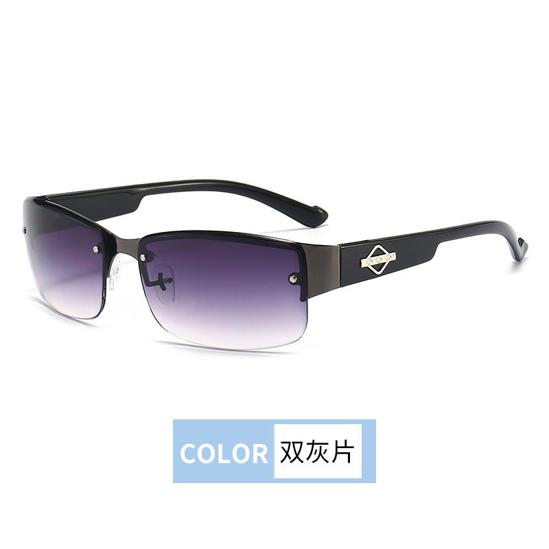 Simple Box Sunglasses Tide Driver Simple Gradual Change Sunglasses Half Frame Men'S Driving Sunglasses