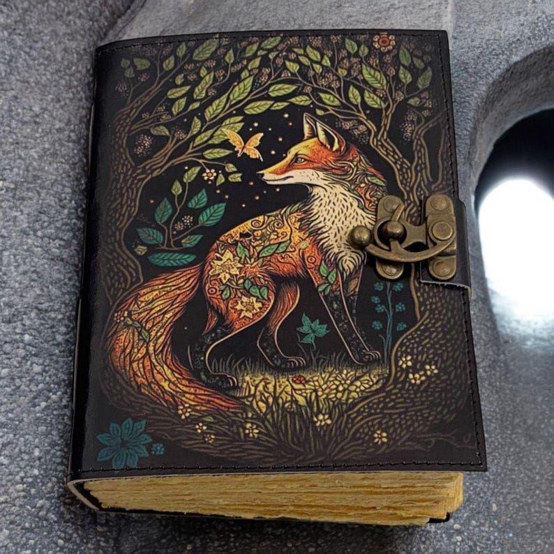 200 Page Large Grimoire Vintage Leather Journal, Tree of Life Fat Journal, Blank Spell Book of Shadows Celestial Gifts For Him Her