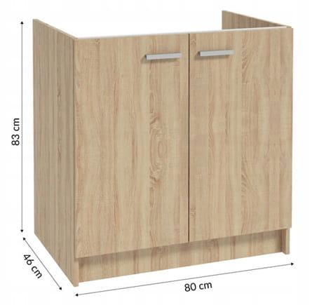 Sonoma Oak Kitchen Cabinet for Sink 80x50, Freestanding