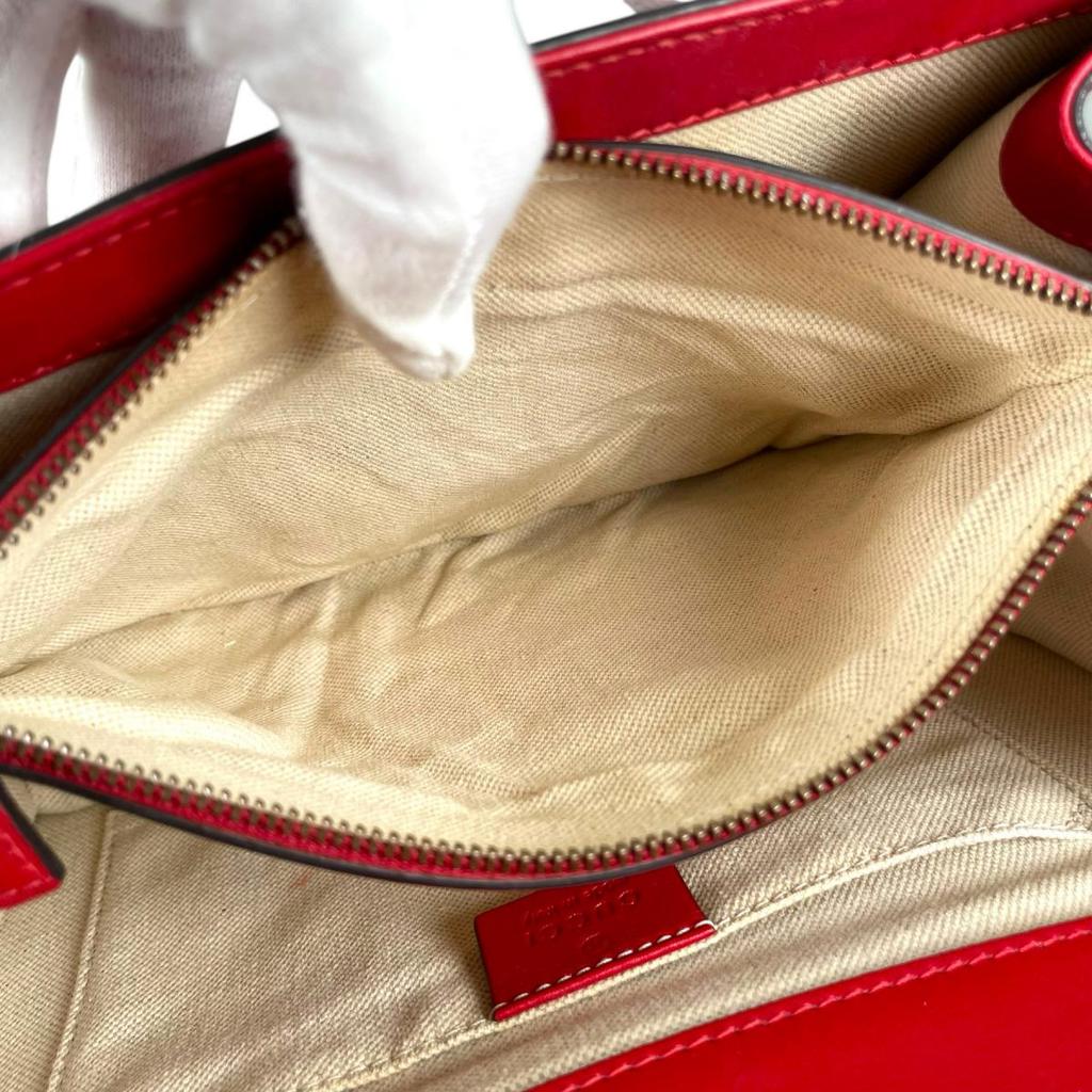 Gucci Dionysus Bamboo Handbag Leather Red Women 448075 Used