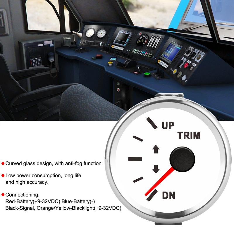 Balance Gauge Meter Boat Trim Balance Gauge Meter IP67 Waterproof with Red Backlight 52mm Ship Yacht Marine Yacht Trim Gauge