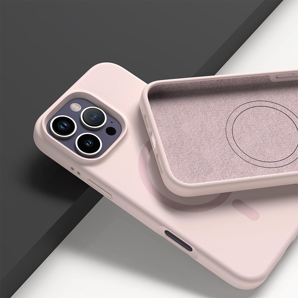Applicable iPhone16 liquid silicone magsaf mobile phone case Apple 14 skin feeling 15PM protective case wholesale