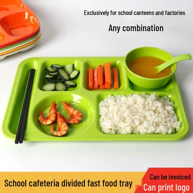Thickened Melamine 4-Compartment Canteen Tray