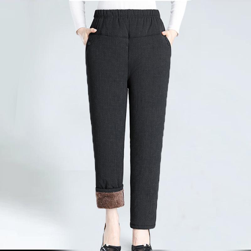 Women's Winter Plus Size Padded Thickened Pants Warm Comfortable Loose Trousers