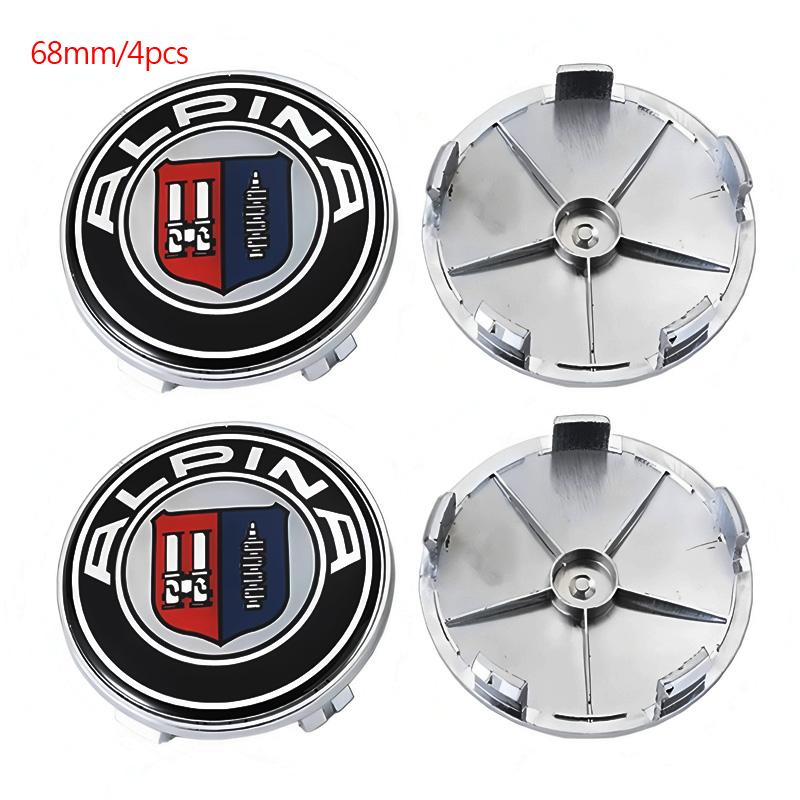 For ALPINA modified front and rear car logo cover 68mm wheel hub cover logo center cover steering wheel ABS badge accessories.