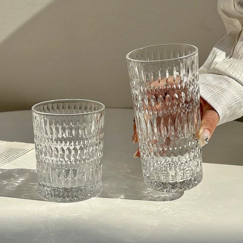Reliefglas, Nordic Light Luxury Retro Hauswasserglas, Saftglas, Milchbierglas, Whiskeyglas