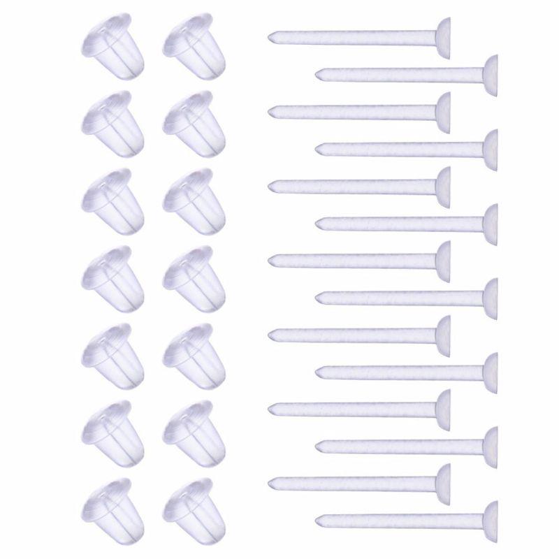 100 Sets Plastic Earring Posts & Backs for Sensitive Ear Invisible Sport Earring