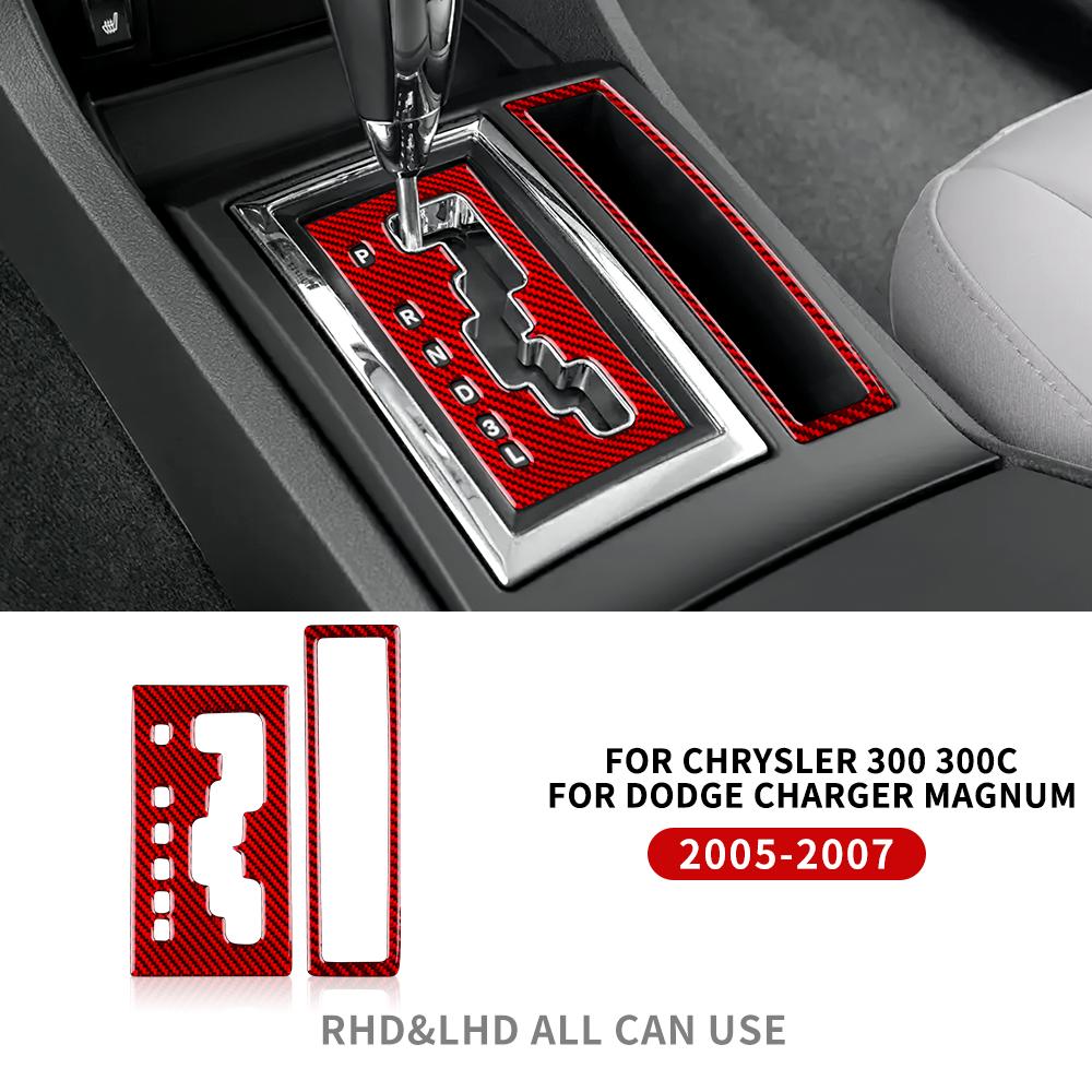 Real Soft Carbon Fiber Sticker For Chrysler 300 300C For Dodge Charger Magnum 2005 2006 2007 Car Gear Shift Panel Accessories