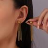Korean  Tassel Stud Earrings Female Gold Color Stainless Steel Wedding Party Earrings For Women Elegant Jewelry Gift