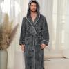 Men's Hooded Robes Full Length Spa Bathrobes Soft House Sleepwear Coat with Pockets Winter Warm Plush Fleece Robe Hooded Fluffy Robes for Men