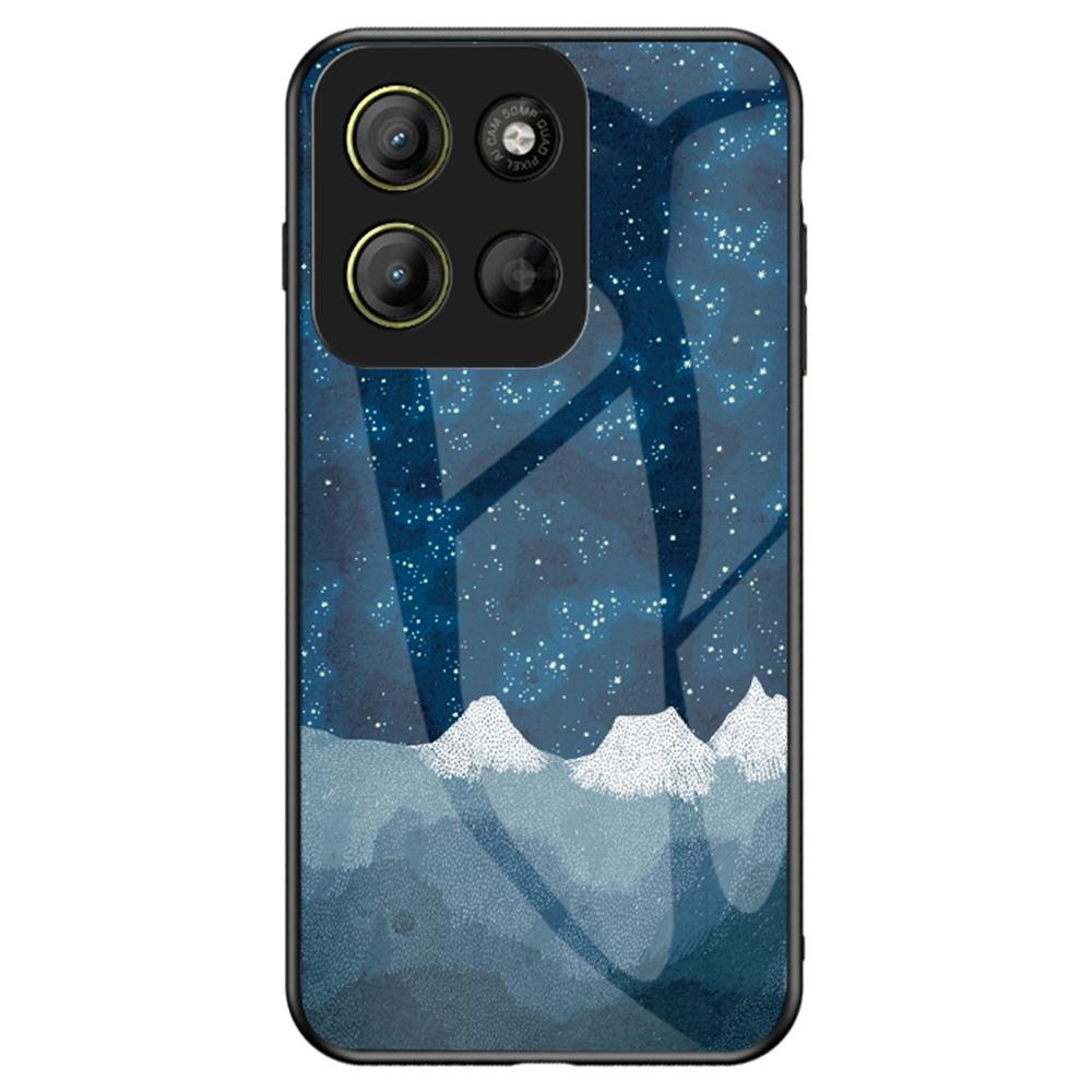 For Motorola Moto G15 4G Case Starry Sky Pattern Tempered Glass Phone Cover