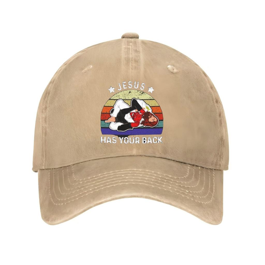 Jesus Has Your Back Jiu Jitsu Graphic Baseball Cap Cotton Adjustable Sports Hat Casual Outdoor Unisex Cap