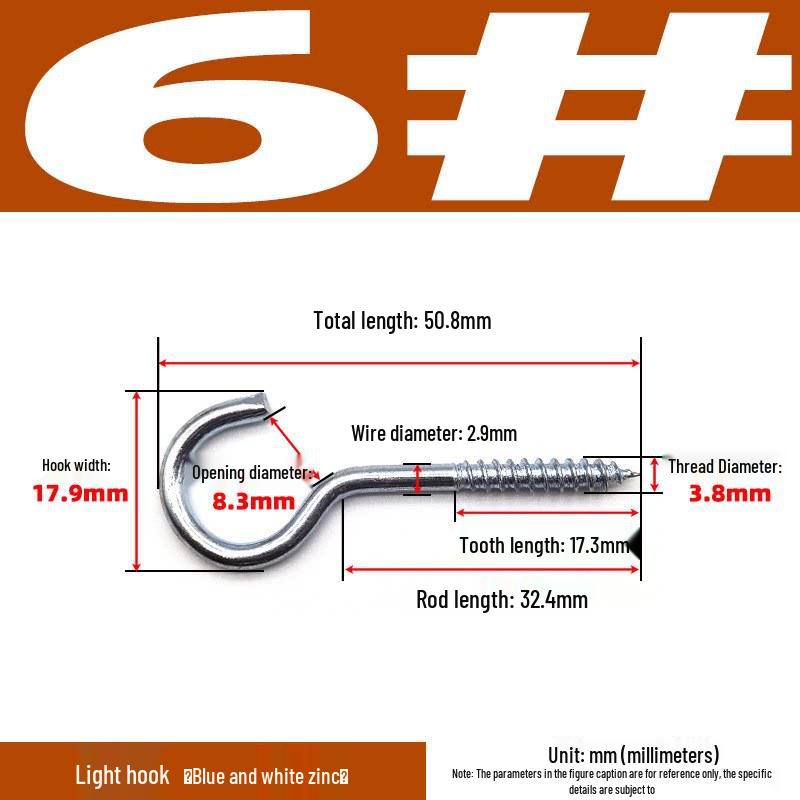 Sheep Eye Nail Hook with Ring, Self-Tapping Wood Screw, 9-Shaped Question Mark Lamp Hook for Windows.