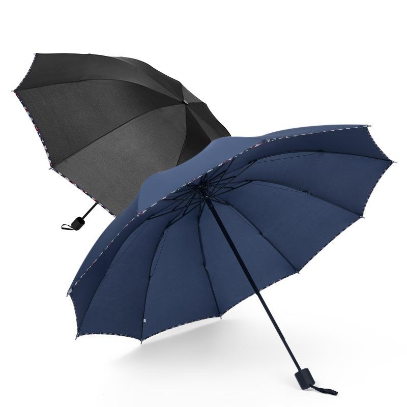 Yubao Ten Bones Reverse Men's Double Umbrella with Triple Folding Umbrella Outdoor Printing Advertising Sun Umbrella