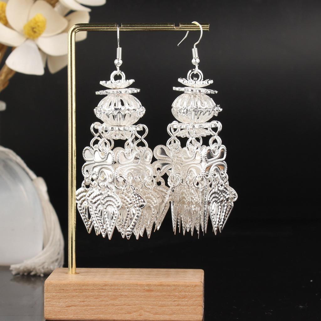 Turquoise Earrings Bohemian Drop Ear Earrings with Tassels, Geometric Alloy, Retro Style, Boastful Ear Accessories