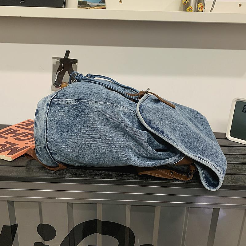 Denim Backpack Retro Commuter Large Capacity Travel Backpack