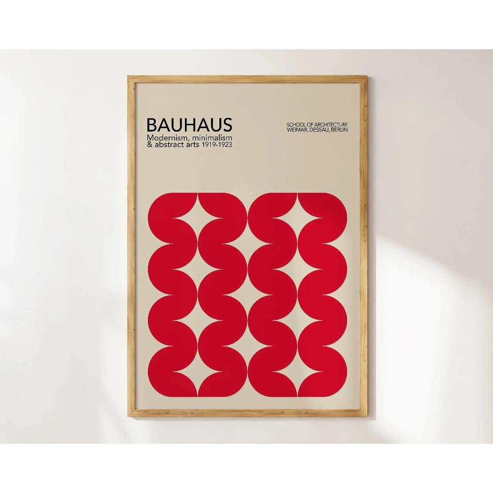 Mid Century Bauhaus Poster Geometric Wall Art Canvas Prints Living Room Bedroom Bright Colourful Artwork for Home Decor