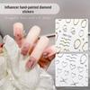 Crystal Diamond Heart & Metal Frame Nail Stickers, French Gold & Silver Design