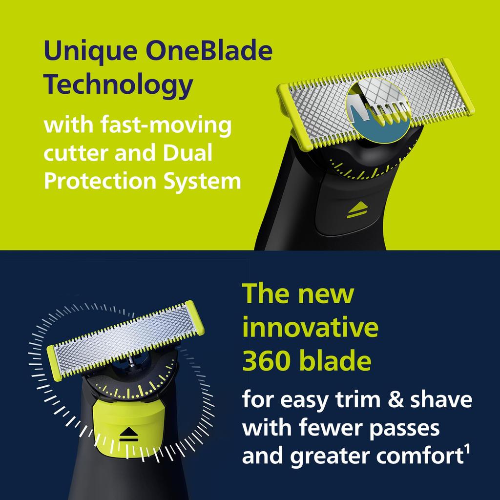 Philips OneBlade 360 Pro Face and Body Hybrid Trimmer QP6552/90 360 Blade Technology