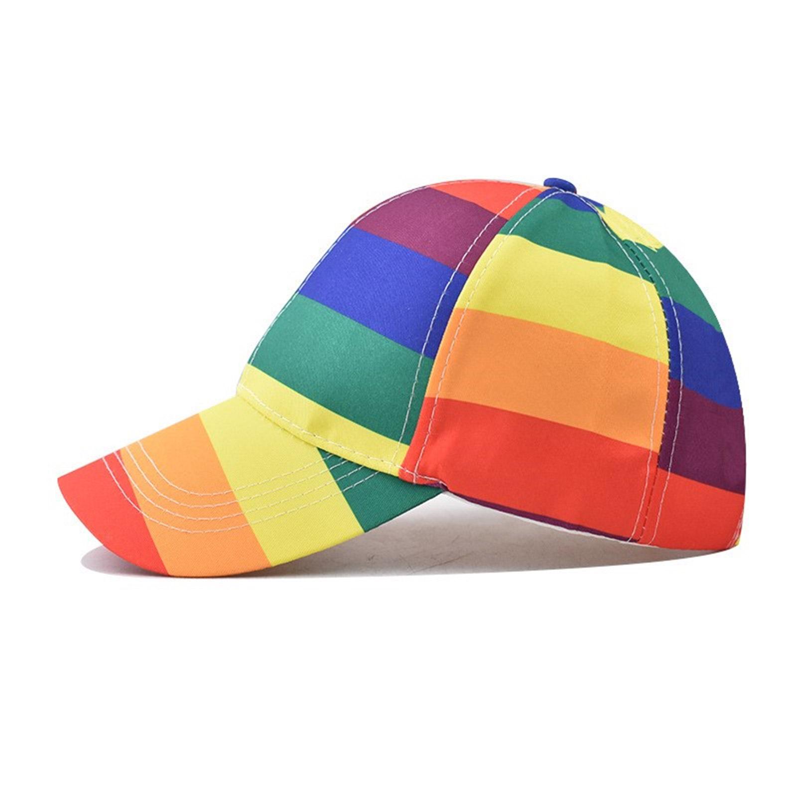 

Женская радужная бейсболка, красочная полосатая универсальная шляпа, дышащая шляпа для взрослых, повседневные спортивные аксессуары A
