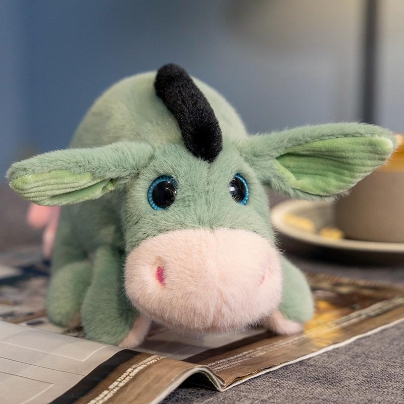 30cm Small Kawaii Donkey Doll Plush Toy Stuffed Green Grey Soft Animal Big Eyes Plushie Gift