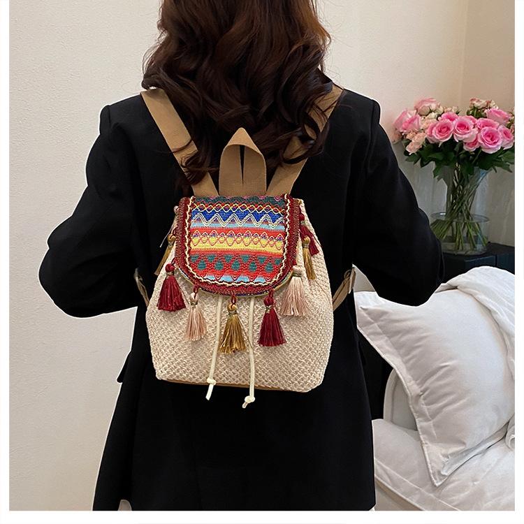 Retro Fringe National Style Backpack Bag Female Fashion Personality Commuting Leisure Senior Sense Travel Backpack