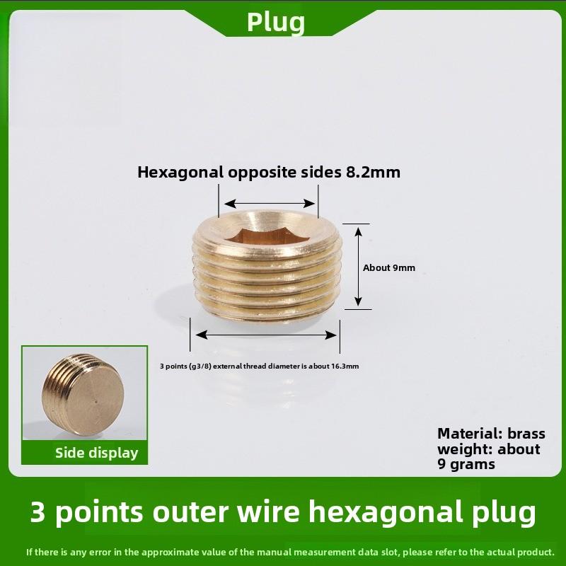 BSP 1/8"1/4"3/8"1/2"3/4'' Male&Female Threaded Brass Pipe Hex Head Brass Stopper End Cap Plug Plumbing Fitting Connector Adapter