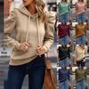 Women's 2024 Autumn/Winter Stacked Collar Hooded Solid Pullover Sweatshirt