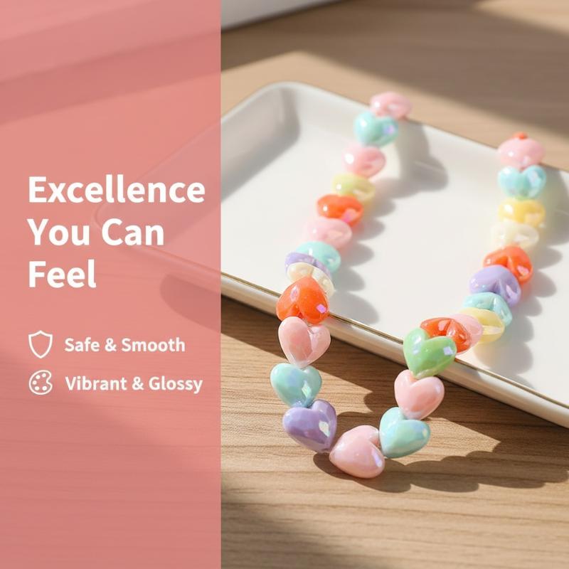 Colorful Heart Shape Acrylic Beads 10Pcs Spacer for DIY Jewelry Bracelet Loose Bead Jewelry Accessories