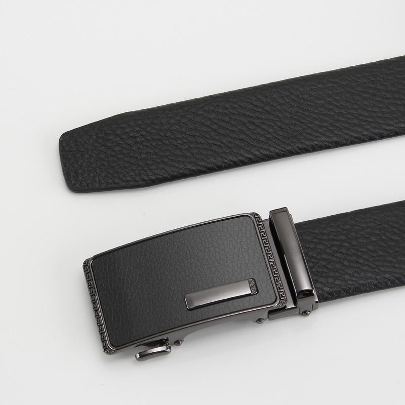 

Мужской ремень из натуральной коровьей кожи Автоматическая пряжка Деловой и повседневный ремень из коровьей кожи второго слоя Мужской ремень Ремень 110-130CM