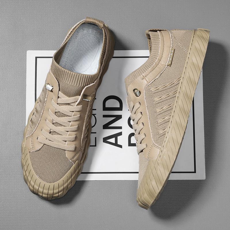 Flying knitted board shoes breathable casual flat bottom soft bottom stitching 39