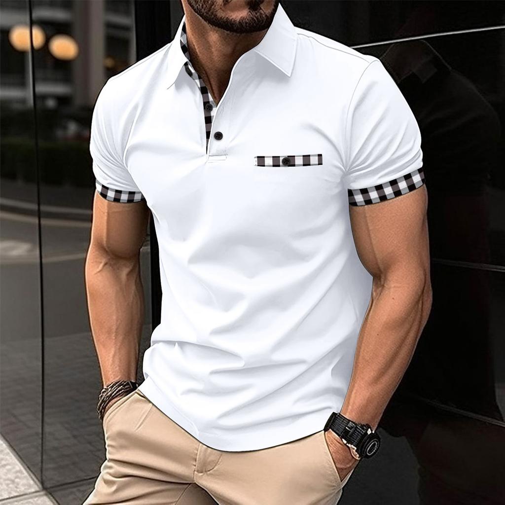 Men's summer checked polo shirt: a versatile, casual top with a pocket