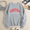 Autumn Letter "Boston International" Printed Hoodies Fashionable Casual Classic Sports Long Sleeved Women's Hoodies