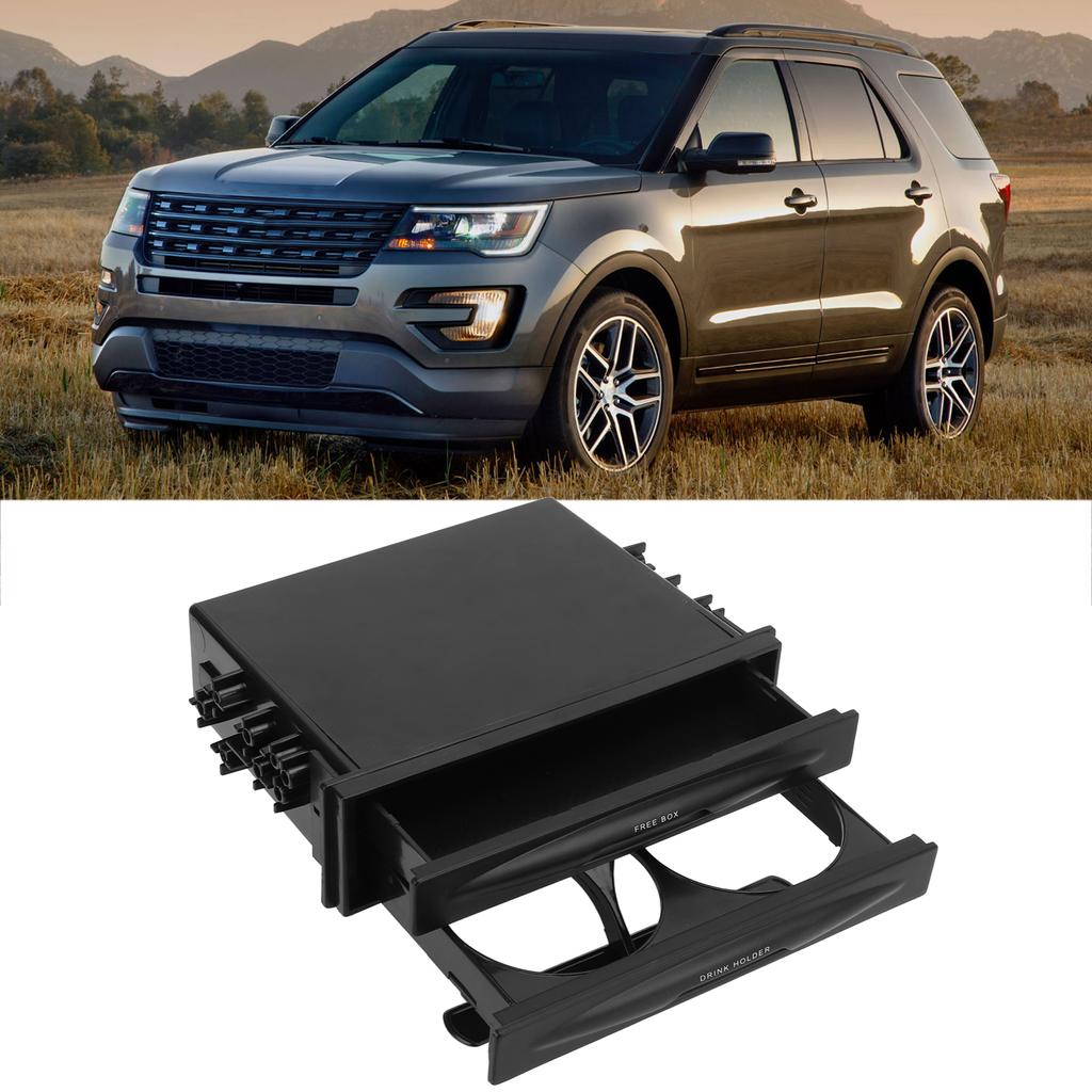 2 in 1 Car Radio Storage Box Multi Purpose ABS Universal 1DIN 2 Layer Black Cup Holder for Collecting Items