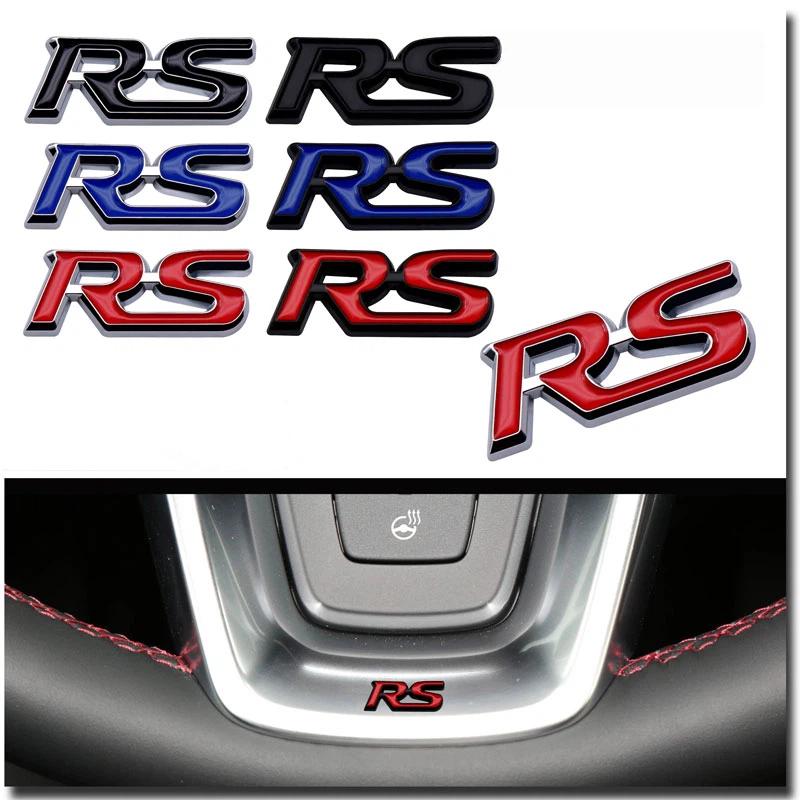 Metal RS Emblem Car Interior Metal Sticker Steering Wheel Dashboard Decal Badge For H+onda Civic C+hevrolet F+ord Focus RS Accessories