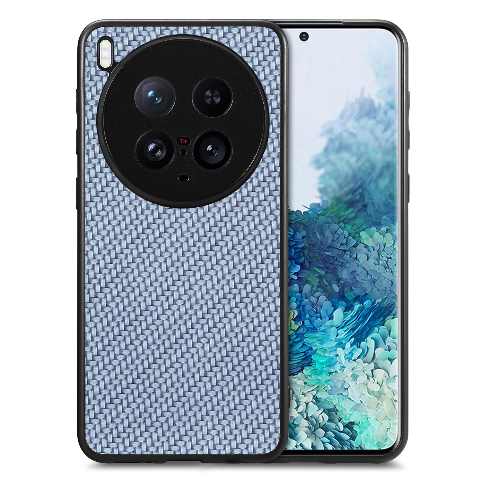 

Для vivo X200 Ultra 5G Чехол Текстура карбонового волокна PU+PC+TPU Задняя крышка телефона Blue