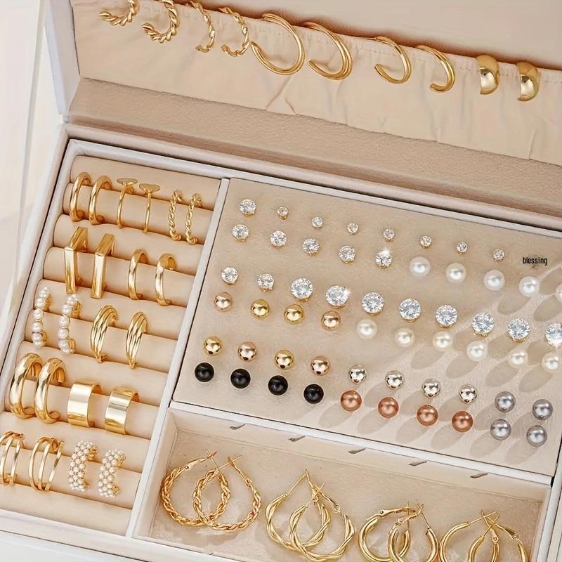 115-Piece Gold Atmospheric Ring Earring Set (European & American Design, No Box)