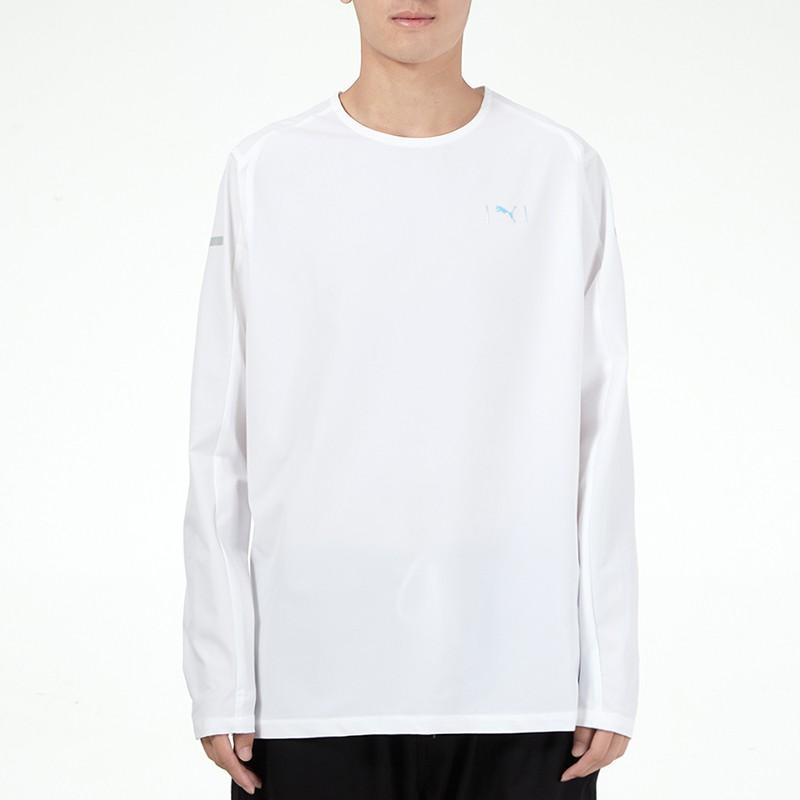 Puma Running Training Loose-Fit Breathable Long Sleeve T-Shirt Men Tops White 521010-02