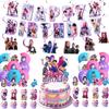 KPOP Dämonenjäger Mädchen Geburtstag Dekoration Set: Banner, Kuchendekorationen & Hängende Dekorationen