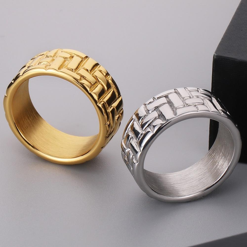 Waterproof Luxury Gold Color Stainless Steel Rings for Man Mens Rings Cool Birthday Jewelry Accessory Gifts for Him Size 9--13