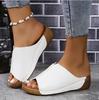 Summer New Slope Heel Platform Slippers Open-toed Fish Mouth Sandals Foreign Trade Women's Shoes Large Size Cross-border Cool Slippers