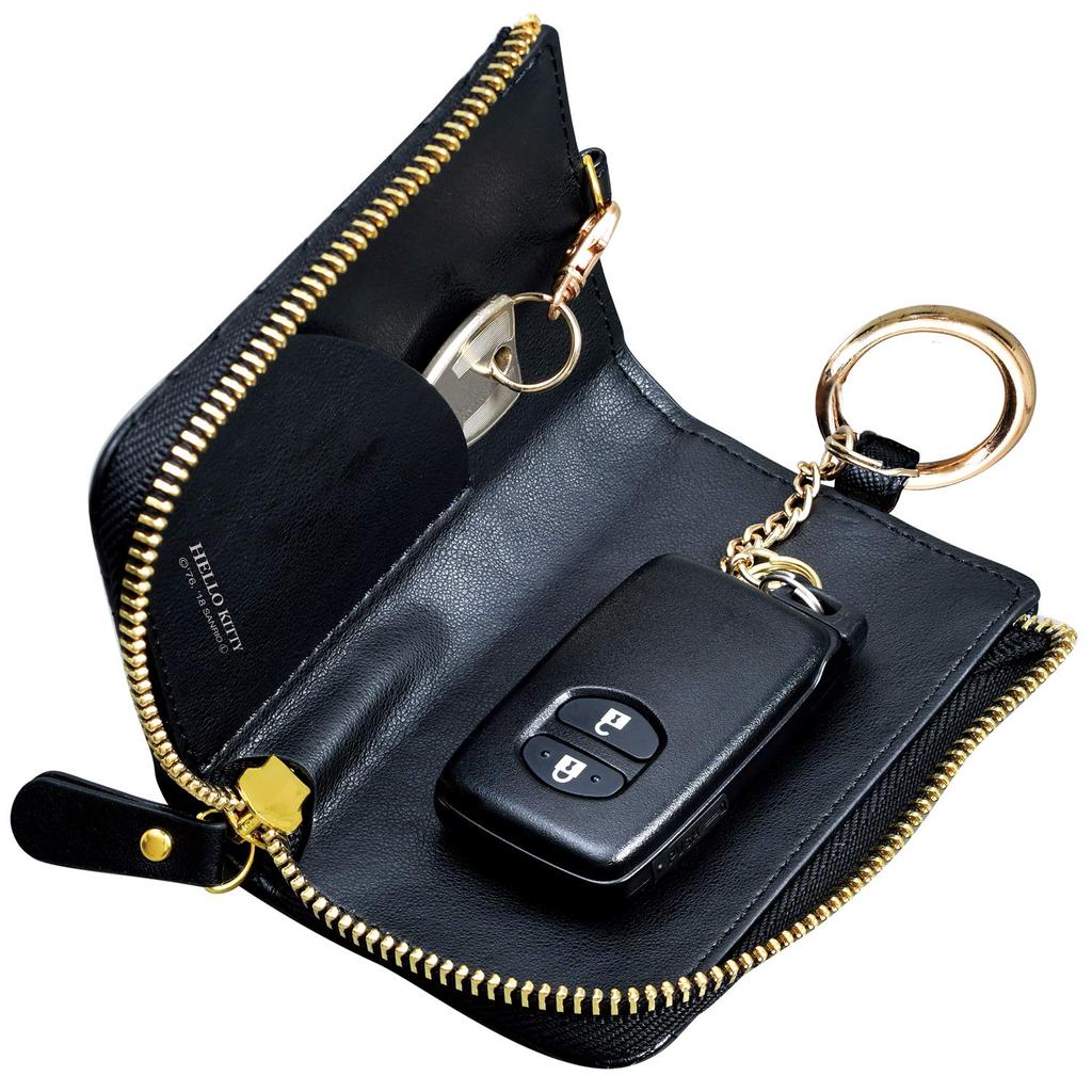Seiwa Car Accessories Hello Kitty Key Case KT532 Smart Key Plus Card Storage B&G Black Gold HELLO KITTY